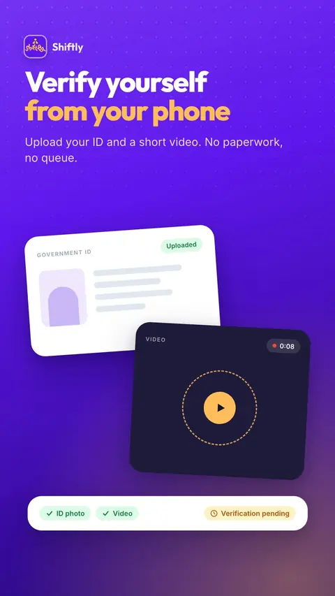 Uploading an ID photo and a short video to verify identity.